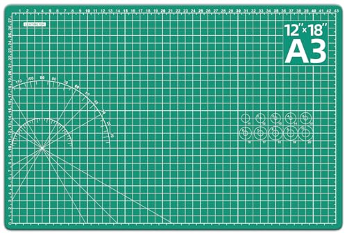DIYSELF Cutting Mat 12in×18in, Cutting Mats for Crafts, Self Healing Cutting Mat A3, Fabric Cutting Mats Double Side for Sewing, Quilting, Craft Mat for Desktop, Matting & Mounting Materials - color: Green, size: 18"L x 12"W