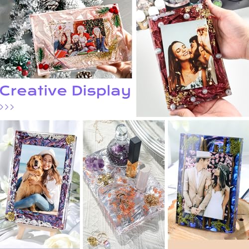 HeyClear Epoxy Resin Picture Frame Silicone Mold Kit -34 oz Super Clear and Hard Resina Complete Craft Accessories and Supplies Set for Casting Art, DIY Photo Gifts - size: 34 oz Frame Kit