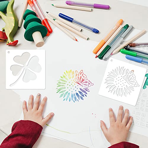 64 Pieces Stencils for Painting, Small Reusable Flower Plant Stencil, Art Craft Template for Painting on Wood, Wall, Fabric, Rock, Chalkboard, Sign, DIY Art Scrapbook Projects(Plants) - style: Plants