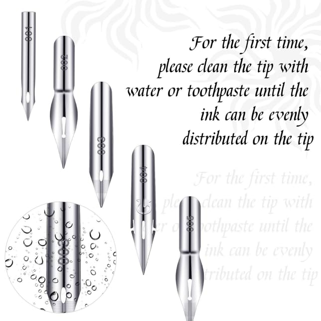 11 Pieces Comic Pen Nib Set, G Ink Pen Nib Stainless Steel Drawing Calligraphy with Wooden Holder for Writing, Painting, Signing(White)