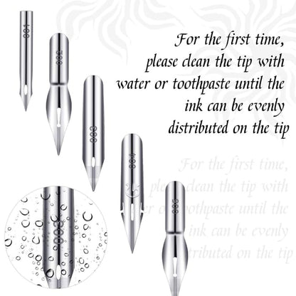 11 Pieces Comic Pen Nib Set, G Ink Pen Nib Stainless Steel Drawing Calligraphy with Wooden Holder for Writing, Painting, Signing(White)
