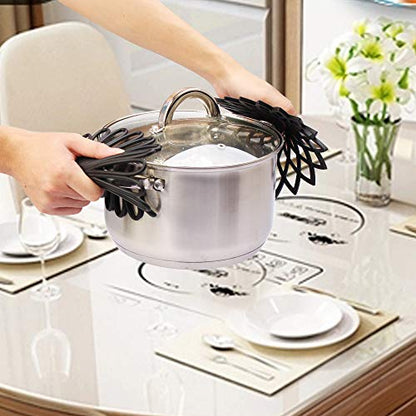 ME.FAN Silicone Trivet Mat - Kitchen Hot Pads for Pots & Dish - Insulated Teapot Trivet - Flexible, Durable, Non-Slip Large Coasters 3 Set Black - color: 3set-black