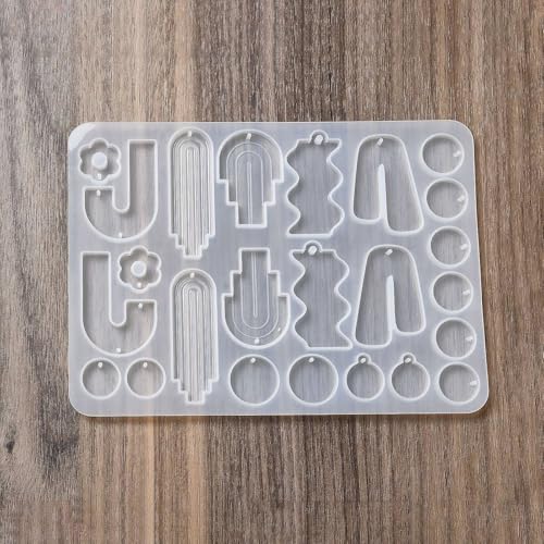 1PC Assorted Irregualr Pendant Silicone Molds Bohemian Style Resin Epoxy Casting Molds for Earring Necklace Keychain Charms Pendants Jewelry Making DIY Gem Cabochon Craft Supplies White 128x176x4.5mm - color: White-15