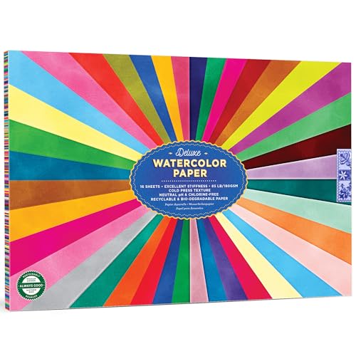 eeBoo: Rainbow Deluxe Watercolor Pad – 16 Sheets, 180GSM/85LB Paper, Natural pH & Chlorine-Free, Painting Art Supplies, Kids Ages 3+ - style: Rainbow Mushroom