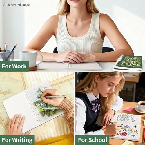 JOHSBYD 2Pcs Blank Spiral Notebook,Inspirational Gifts A5 Hardcover Sketch Book,Art Sketchbook for Drawing, Unlined, Plain Sketch Book for Women Men Work Writing,160 Pages (2, Blank Page Dark Green) - color: Blank Page Dark Green