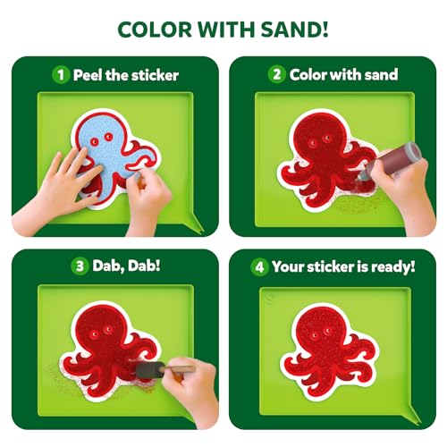 Skillmatics Sand Art Activity - Mess-Controlled DIY Animal Craft Kit with 50+ Colorful Stickers, Creative Arts & Crafts for Kids, Fun Hands-On Activity, Gifts for Ages 4, 5, 6, 7, 8, 9, 10 - style: Animals