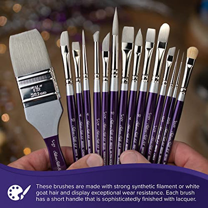 Silver Brush Limited 8801-4 Silver Silk 88 Flat Paintbrush for Acrylic, Watercolor, Gouache, Inks, & Dyes, Size 4, Long Handle - size: Size - 4