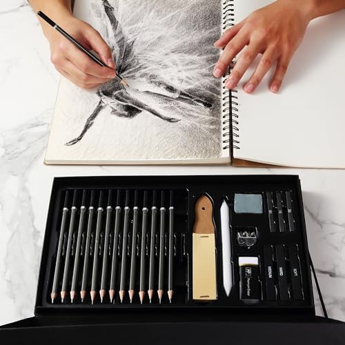 Mr. Pen- Drawing Sketching Pencil Set, 25 pcs, Graphite Pencils (10B-6H) | Graphite Sticks, Erasers, Sharpener, Blending Stump & Sandpaper Pad for Drawing, Shading & Art Projects - size: 25 pcs