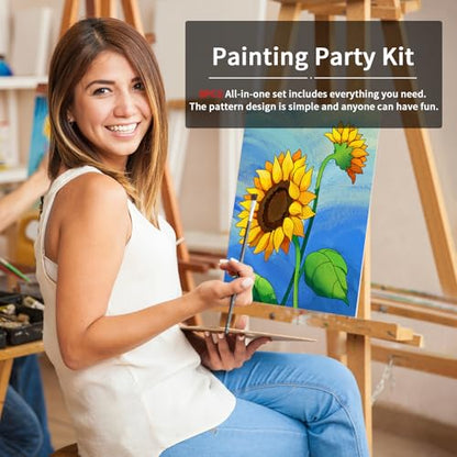 8 Pack Paint and Sip Kit for Adults, Flower Theme Pre Drawn Canvas to Paint Stretched Outline Canvas Art Painting Set Lady Night Party Favor Supplies Gift(8x10) - size: 8x10, style: Floral, without Frame