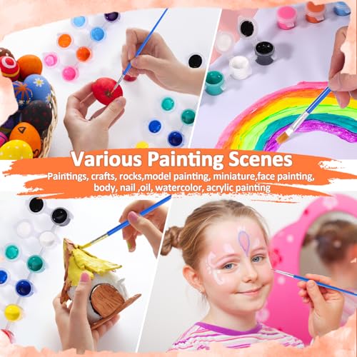 24 Set Canvas and Easel for Painting, 24Pcs 6x6In Canvas Boards and Easel, 24Pcs 12 Colors Acrylic Paint Strips,48 Brushes,24 Palettes, Washable Acrylic Set for Crafts Painting Party Favors