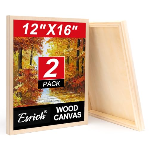 ESRICH 12x16 Inch Wood Panels for Painting, 2 Pack Craft Wood Canvas Boards, Blank Unfinished Wooden Art Board for DIY Art Creations Such as Painting, Acrylic Pouring, Resin, Burning, Collage, etc. - size: 12x16IN-2Pack