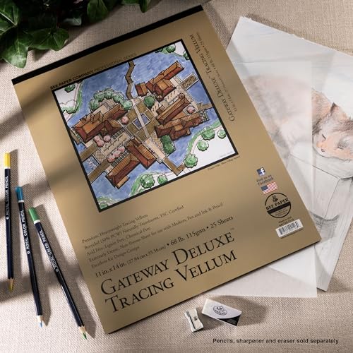 Bee Paper - 11"x 14" Gateway Deluxe Tracing Vellum Paper Pad, 25 Sheets - size: 11-inch x 14-inch, 25 Sheet Tape Bound Pad