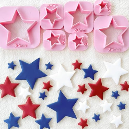 Keoker Stars Clay Cutters - 7 Pcs Fourth of July Polymer Clay Cutters, Independence Day Clay Earring Cutters, 4th of July Clay Cutters, Stars Polymer Clay Cutters (Stars) - color: Stars