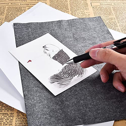 Hotop 100 Sheets Carbon Transfer Paper, Black Tracing Paper for Wood, Paper, Canvas and Other Art Surfaces (9 x 13 Inch) - size: 9 x 13 Inch