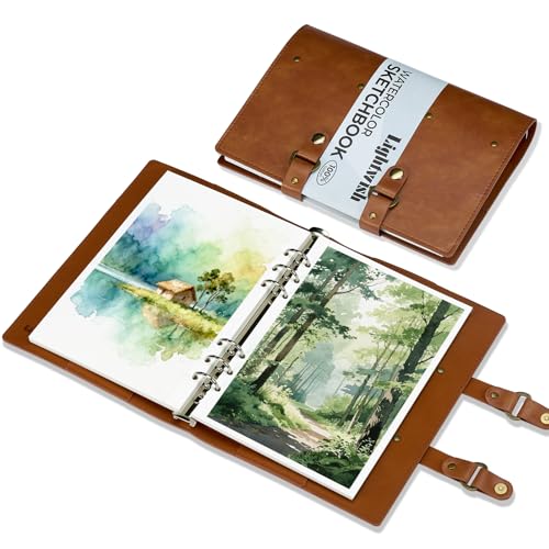 Lightwish Watercolor Sketchbook,100% Cotton Acid Free Watercolor Journal,300gsm/140lb Hot Press Watercolor Paper for Artists,Adults,Students,20 Sheets,5.8 * 8.2 Inches Paper - color: Copper Buckle - Light Brown