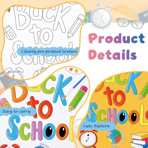 Anseal 12 Packs Pre Drawn Canvas to Paint, Back to School Pre Printed Canvas for Kids, Pre Stretched Canvas Outline Painting Boards for Beginners, Students, Party Favor（ 5" X 7"） - color: School