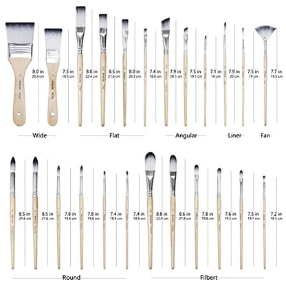 Artecho 24 pcs Paint Brushes for Acrylic Painting | Acrylic Paint Brushes for Oil, Watercolor, Acrylic, Gouache and Canvas Painting - style: 24 pcs