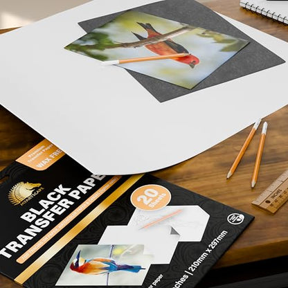 MyArtscape Graphite Transfer Paper Bundle (Black and White) - Wax Free - Erasable - Smudge-Free - Ideal for Drawing, Tracing and Watercolor Transfer - Premium Arts and Crafts Supplies