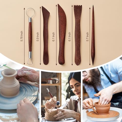Amrules Clay Tools Kit, 27 PCS Red Pottery Tools, Practical Polymer Clay Sculpting Tools Kit, Air Dry Clay Tools Set for Adults, Pottery Craft, Dotting, Carving, Drawing, Molding, Modeling, Shaping - color: Red-27Pcs