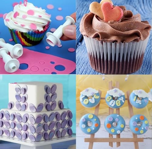 20 Pcs Cookie Cutters,Fondant Cake Cookie Plunger Cutter,Mini Plastic Biscuit Plunger Fondant Decorating Mold Heart Square Oval Circular Star Hexagon Cutters - color: Cookie Cutter