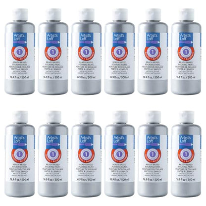 Artist's Loft Acrylic Ready-Mixed Pouring Paint, 12 Pack - color: Metallic Silver