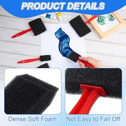 SmallCat 5 PCS Foam Paint Brushes, 4", 3", 2", 1.4'', 1" Foam Sponge Brushes for Varnishes, Reusable Sponge Brushes with Wood Handles for Painting, Staining, and DIY Crafts - Black, 5 Sizes - size: 5pcs, 5sizes