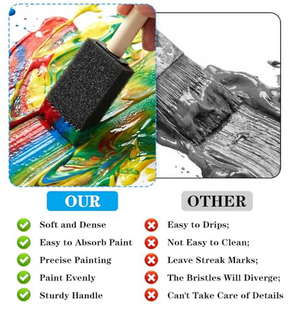 5 Pcs Foam Brush, Foam Paint Brushes 1 Inch Black Wood Handle Foams Brushes for Painting, Varnishes & DIY Projects
