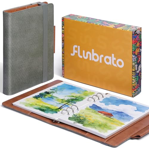 Watercolor Sketchbook A5 (8.3" x 5.8"), 24 Sheets 100% Cotton Hot Press 300GSM 140LB, Refillable Paper with Dual-Sided Consistent Texture, for Watercolor, Gouache, Acrylic & Mixed Media - color: Green