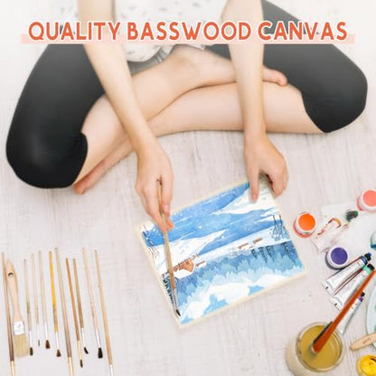 Unfinished Wood Canvas Panels for Painting, 8×10" Basswood Canvas- 1/2" Deep Cradle Board with Easel for Acrylic and Oil Painting, Pouring Art, Crafting - size: 8*10-1