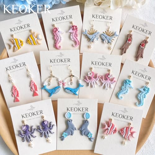 Keoker Ocean Polymer Clay Cutters, 12 Shapes Clay Cutters Animals, Marine Animal Theme for Polymer Clay Jewelry, Sea Creatures - color: Ocean Color