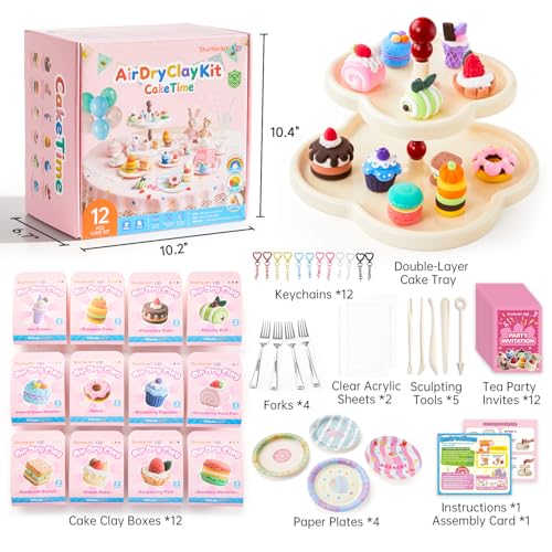 Shuttle Art Air Dry Clay for Kids - Cake Time, 52 PCS Modeling Clay Kit with Sculpting Tools and Tutorials, Safe & Non-Sticky, Craft Gifts for Boys & Girls - style: Cake Time