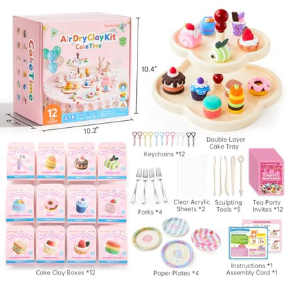 Shuttle Art Air Dry Clay for Kids - Cake Time, 52 PCS Modeling Clay Kit with Sculpting Tools and Tutorials, Safe & Non-Sticky, Craft Gifts for Boys & Girls - style: Cake Time