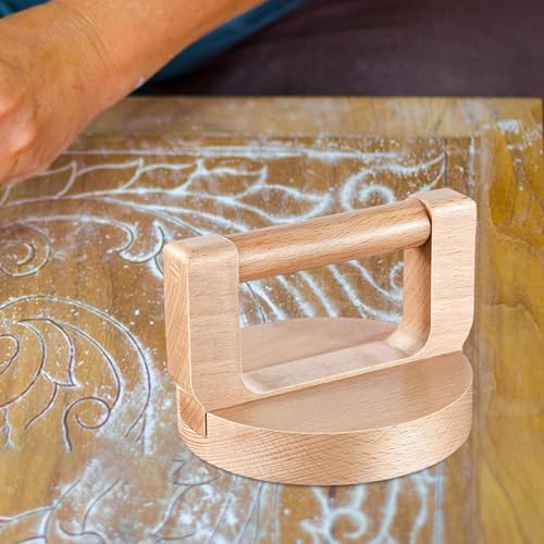 Wood Baren for Printmaking Hand Printing Tool with Handle Easy to Clean Beech Printing Press Tool for Scrapbooking DIY Crafts, Round Handle