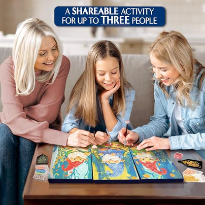 ArtSkills Diamond Painting Kit, Diamond Art Ready to Hang Framed Canvas with Storage and Accessory Kit, Gnomes, 3 Stretched Canvas Panels, 14” x 7” Each - color: Gnomes