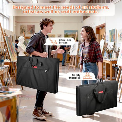 GOTIDEAL Large Art Portfolio Bag, 18x24 Inches Waterproof Art Portfolio Case with Shoulder&Handle Carry, Storage Carrying Bag for Artwork Sketch Drawing Canvas Photography Poster Side Widening - size: 18"x24"