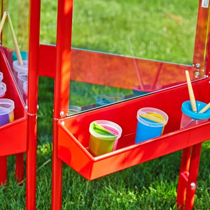 Colorations 3-Way Indoor/Outdoor Acrylic Panel Easel, Adjustable Art and Craft Painting Easel - style: 3-Station, Red