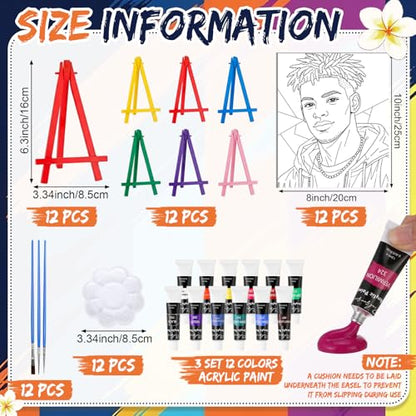 Sherr 108 Pcs 12 Set Couples Painting Kit Date Night 8''x10'' Sip and Paint Kit for Adults Pre Drawn Canvas to Paint DIY Pre Printed Canvas for Acrylic Painting Valentines Art Party Supplies - style: Couple