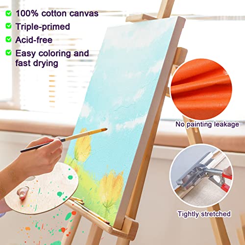 Inburit Canvas for Painting for Adults & Kids 16 Pack with 11x14, 9 x12, 8x10, 5x7 (4 of Each), Blank Primed Stretched Canvases for Oil, Acrylic & Other Painting Media - size: 16PCS+(4sizex4)