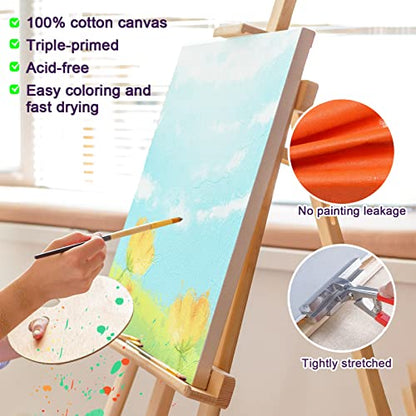 Inburit Canvas for Painting for Adults & Kids 16 Pack with 11x14, 9 x12, 8x10, 5x7 (4 of Each), Blank Primed Stretched Canvases for Oil, Acrylic & Other Painting Media - size: 16PCS+(4sizex4)