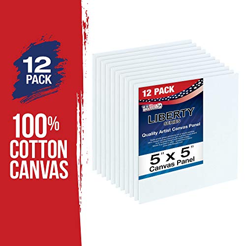US Art Supply 5 X 5 inch Professional Artist Quality Acid Free Canvas Panel Boards for Painting 12-Pack (1 Full Case of 12 Single Canvas Board Panels) - size: 5" x 5"