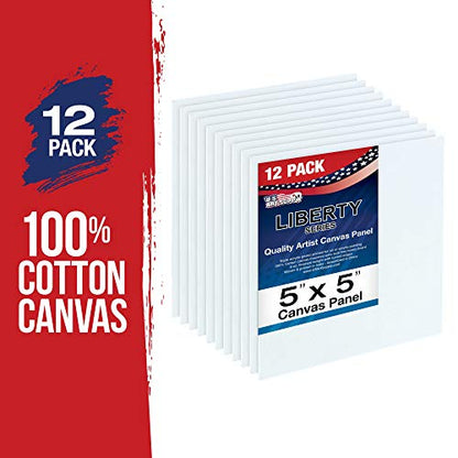 US Art Supply 5 X 5 inch Professional Artist Quality Acid Free Canvas Panel Boards for Painting 12-Pack (1 Full Case of 12 Single Canvas Board Panels) - size: 5" x 5"