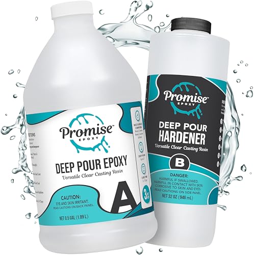 Promise Epoxy Deep Pour Epoxy Resin Kit 3 Quart - Food Safe, Clear Casting, Ideal for River Tables, Castings & DIY Projects - Low Odor, High-Gloss Finish, Up to 4" Pouring Depth - size: 3 Quart