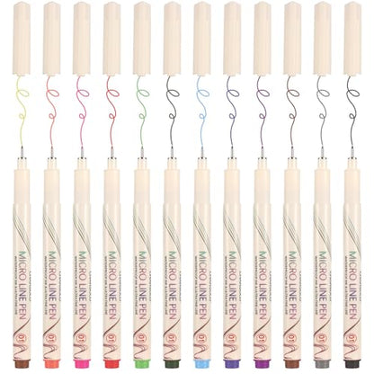01 Micro Fine Point Pen Set - 12 Waterproof Archival Ink Colors, 0.25mm Fineliner Pens for Art Illustrations, Sketching, Anime, Manga, Technical Drawings & Scrapbooking-fan - color: 12 Colors