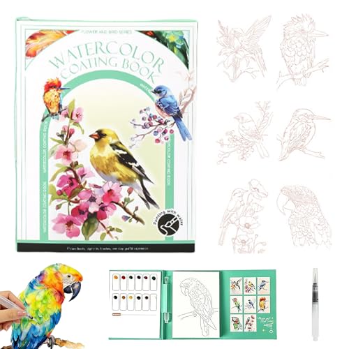 houlishu Flower Bird Art Painting Book, Portable Sketch Album for Art Creation and Relaxation