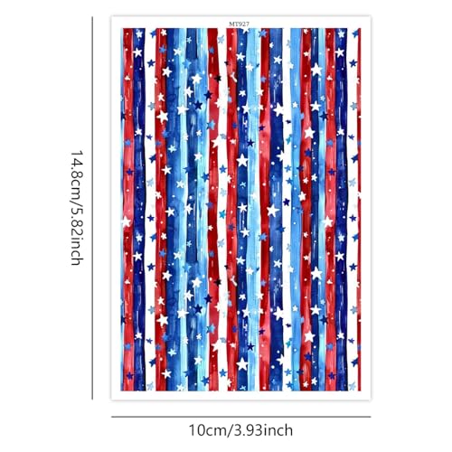 10 Pcs Transfer Paper for Polymer Clay, Flag Strips & Stars Pattern Polymer Clay Transfer Sheets, Water Soluble Transfer Paper Polymer Clay for DIY Art Jewelry Earrings Making Sticker 5.82"X3.93" - color: Strips & Stars