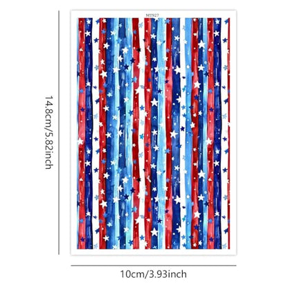 10 Pcs Transfer Paper for Polymer Clay, Flag Strips & Stars Pattern Polymer Clay Transfer Sheets, Water Soluble Transfer Paper Polymer Clay for DIY Art Jewelry Earrings Making Sticker 5.82"X3.93" - color: Strips & Stars
