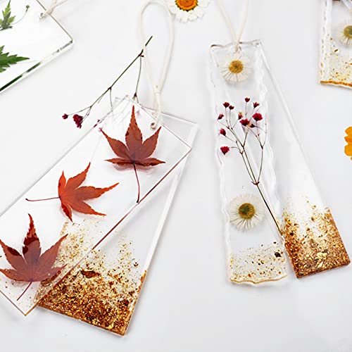 3 Set of Bookmark Resin Molds Silicone Resin Mold Kit Rectangle Irregular Shaped Bookmark Mould Leaves Geometric Texture Epoxy Resin Casting Mold Unique Keychain Pendant Mold DIY Decor Crafts - color: 3x Bookmark