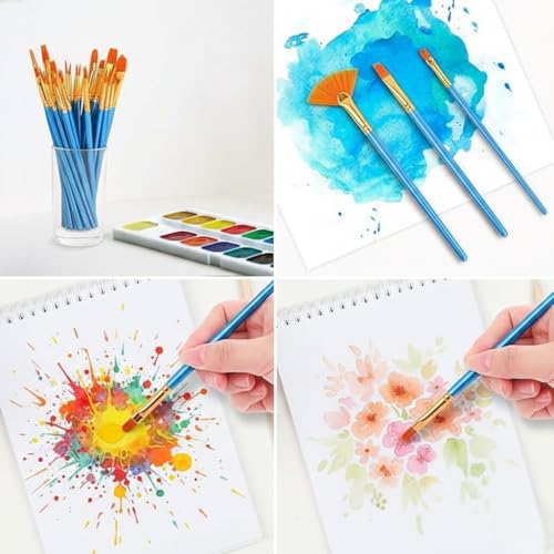 Acrylic Paint Brush Set, 15 pcs Nylon Hair Paint Brushes for All Purpose Oil Watercolor Face Body Rock Painting Artist, Small Painting Brush Kits for Kids Adult Drawing Blue - color: Blue