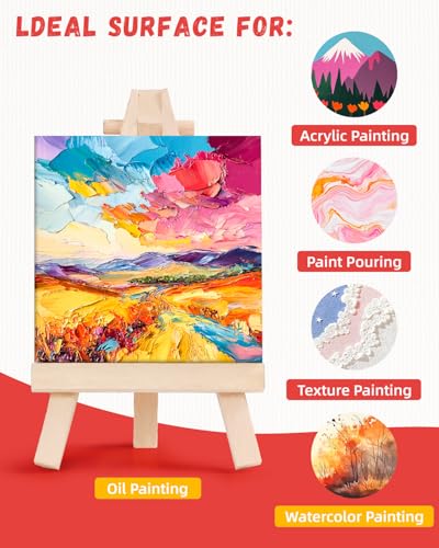 Simetufy 72 Pack 4x4inch Mini Canvas Boards Small Painting Canvas 100% Cotton Primed Acid Free Blank for Oil Paint,Watercolor,Acrylic Paint, Art Projects, Collage Art - size: 4"x4"- 72 pack