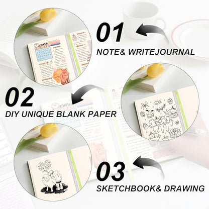Thick Blank Journal Notebook 400 Pages 3.9 × 5.5 No Lines Soft Leather Pocket Blank Notebook for Women Drawing Book Memo Writing Sketch Diary Notebook Upgrade Page (wine red) - color: wine red